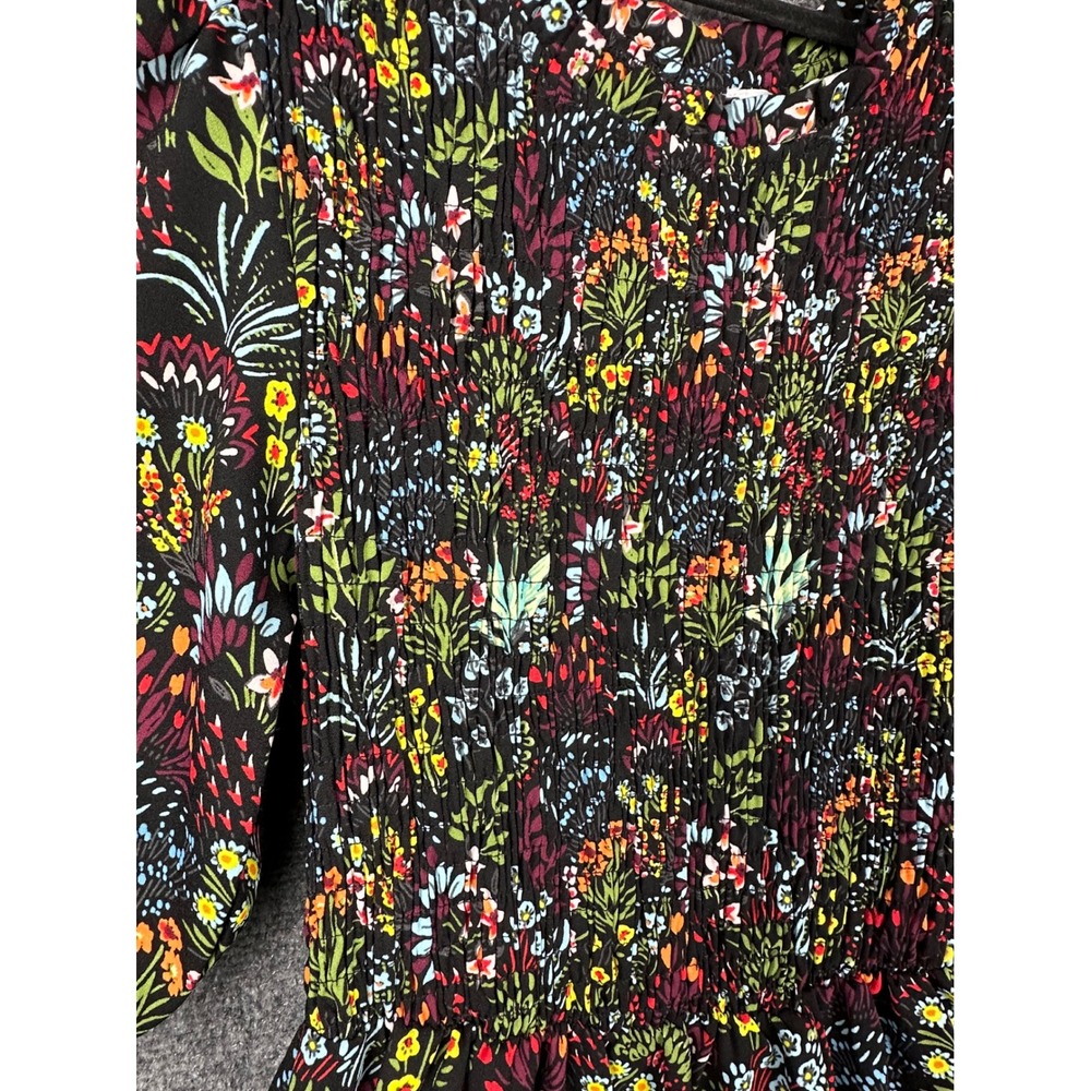 Baltic Born Lena Tiered Midi Dress Floral Black XS Cottagecore Wedding Guest - Picture 5 of 13